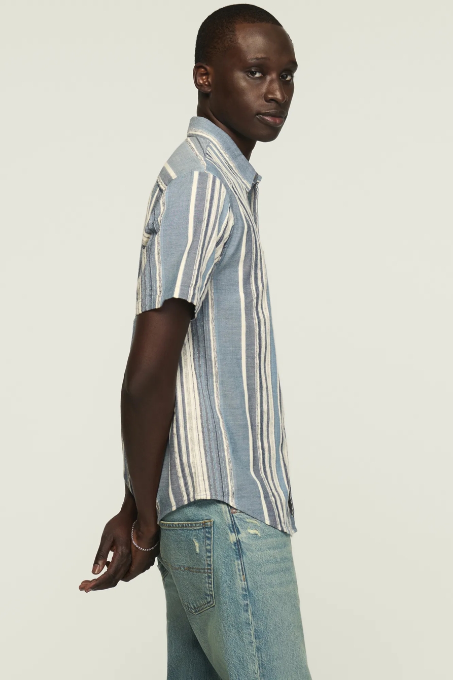 SHORT SLEEVE ONE POCKET SAN GABRIEL DOBBY — BLUE STRIPE — image 4