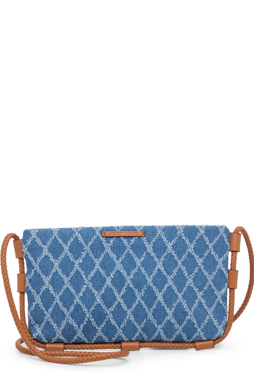 EZRI DENIM CROSSBODY — OPEN BLUE/TURQUOISE — image 1