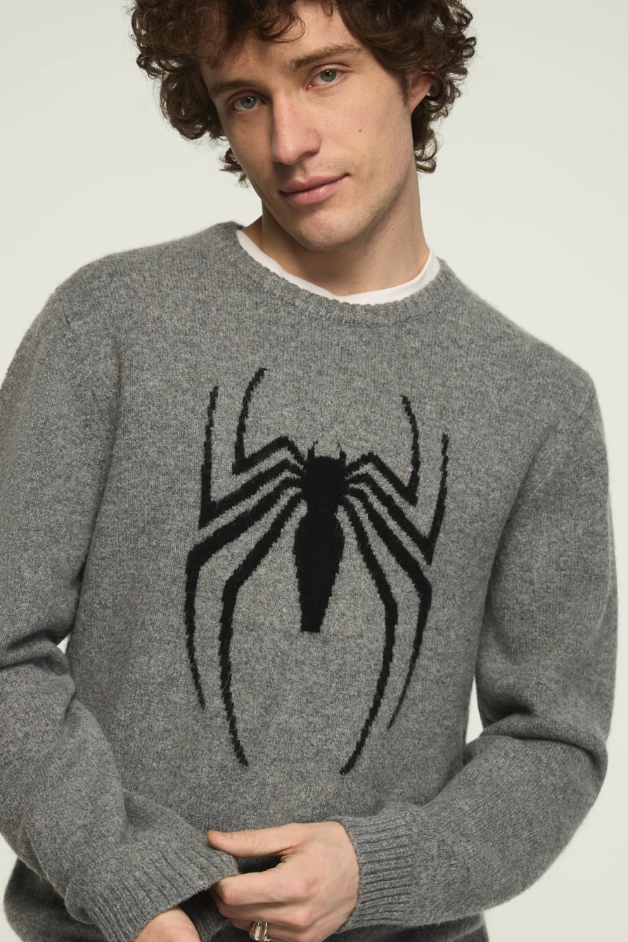 SPIDERMAN INSTARSIA CREW NECK SWEATER — MEDIUM HEATHER GREY — image 2