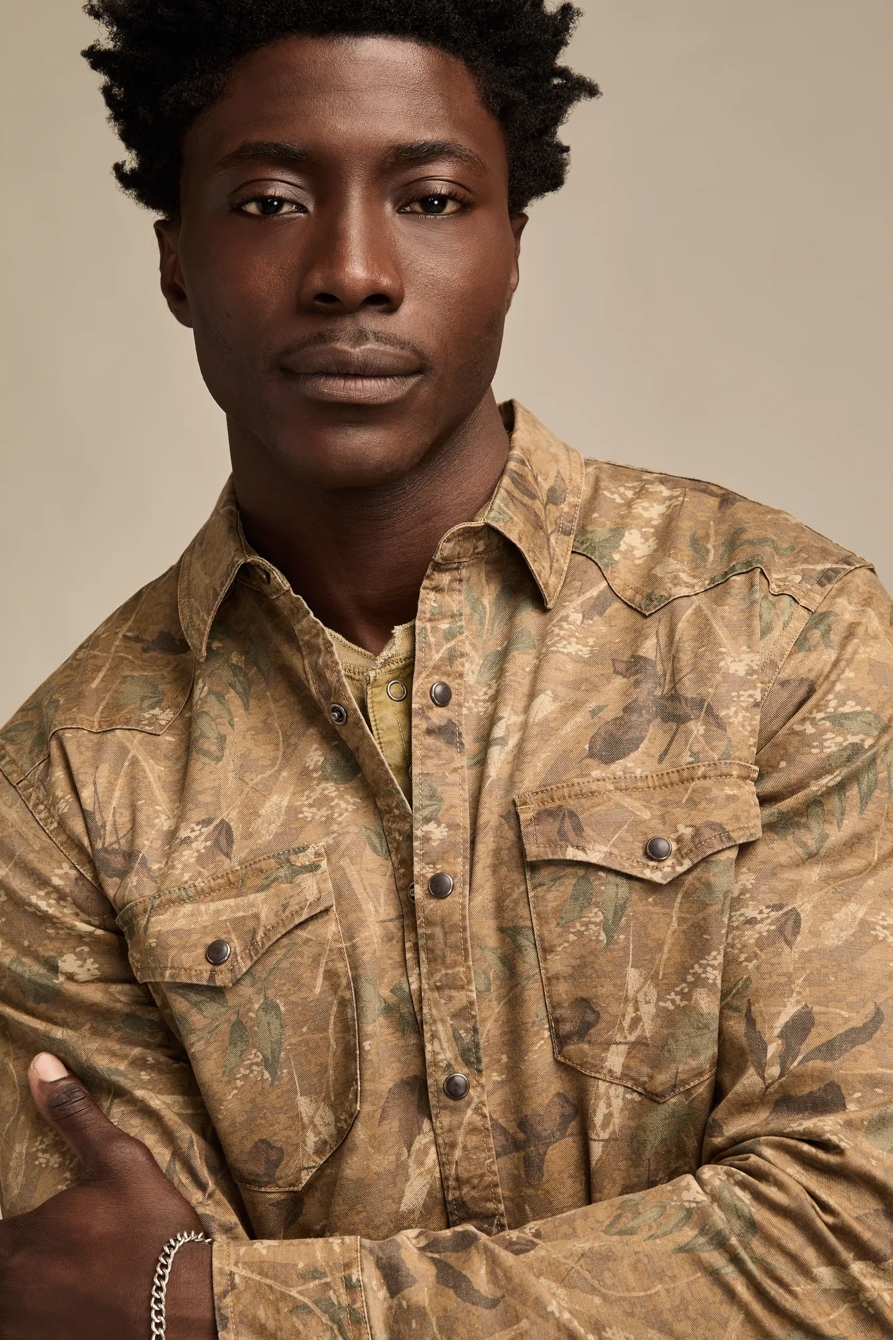 LONG SLEEVE TWILL WESTERN SHIRT — FIELD CAMO MULTI — image 2