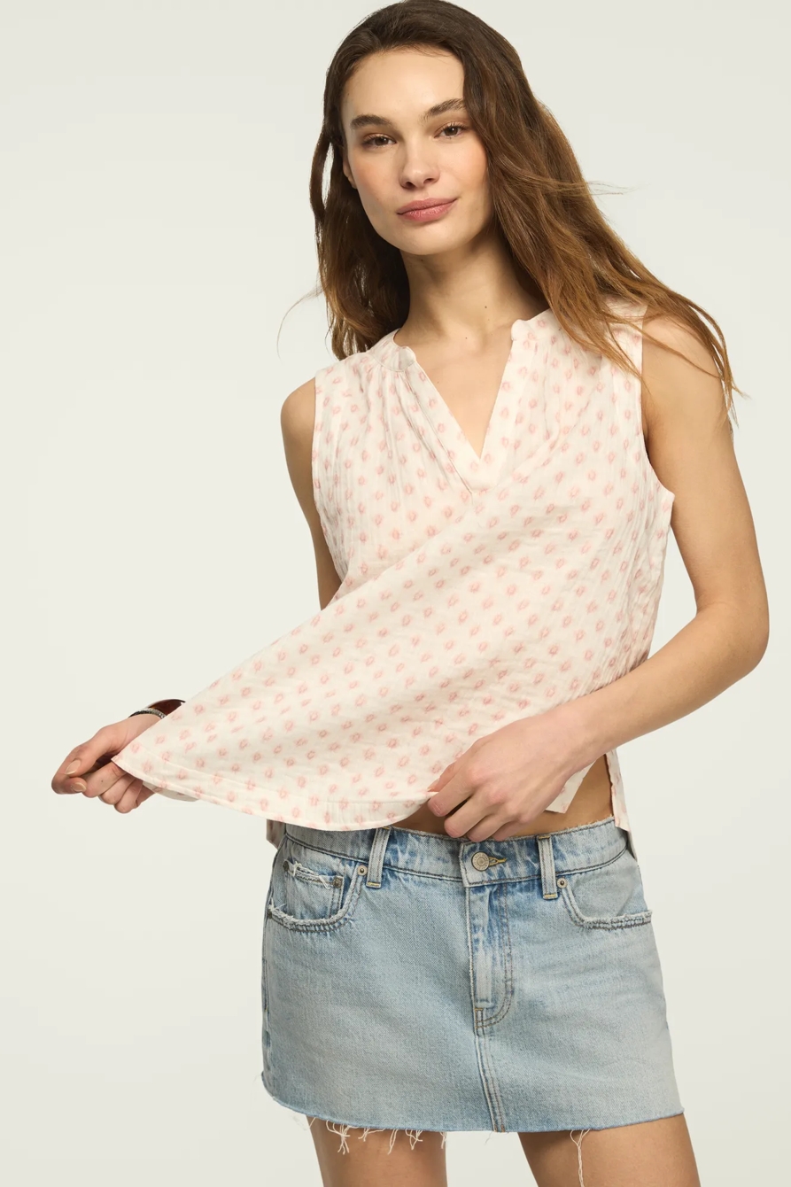 GAUZE POPOVER TANK — CREAM IKAT — image 3