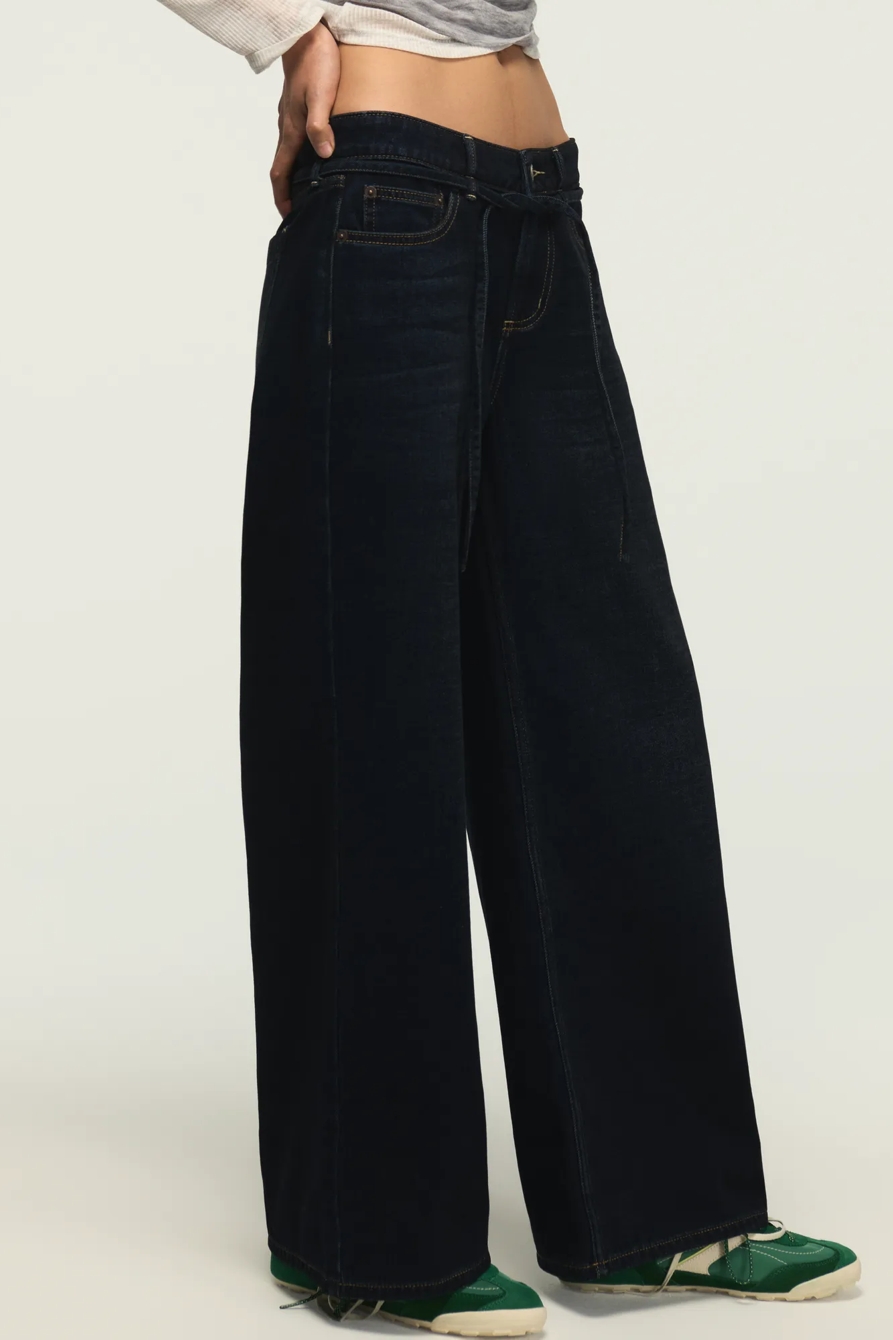 DENIM LUXE BELTED WIDE LEG — LUSH WASH — image 4