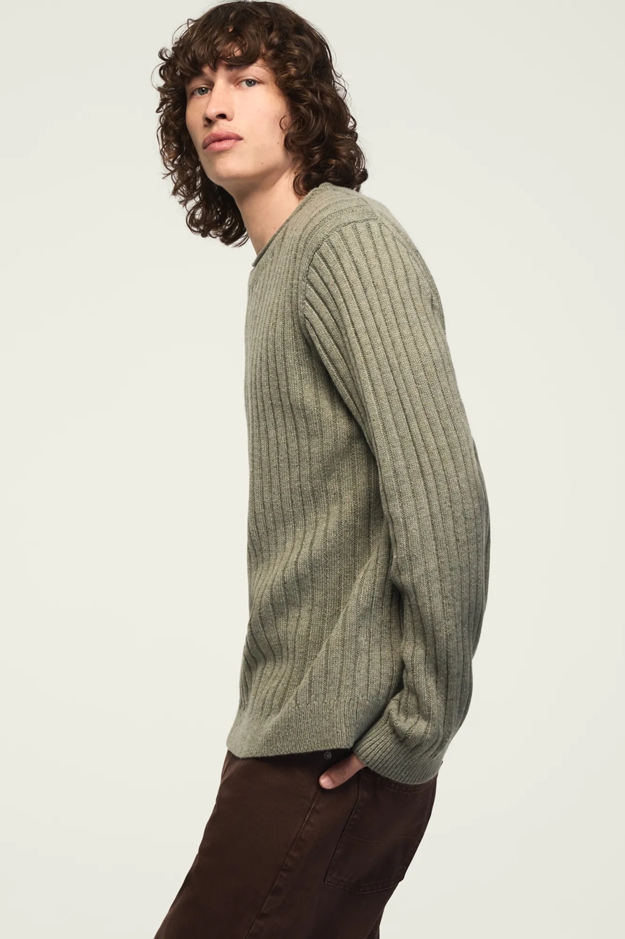 DONEGAL CREW NECK SWEATER — DUSTY OLIVE HTR* — image 4