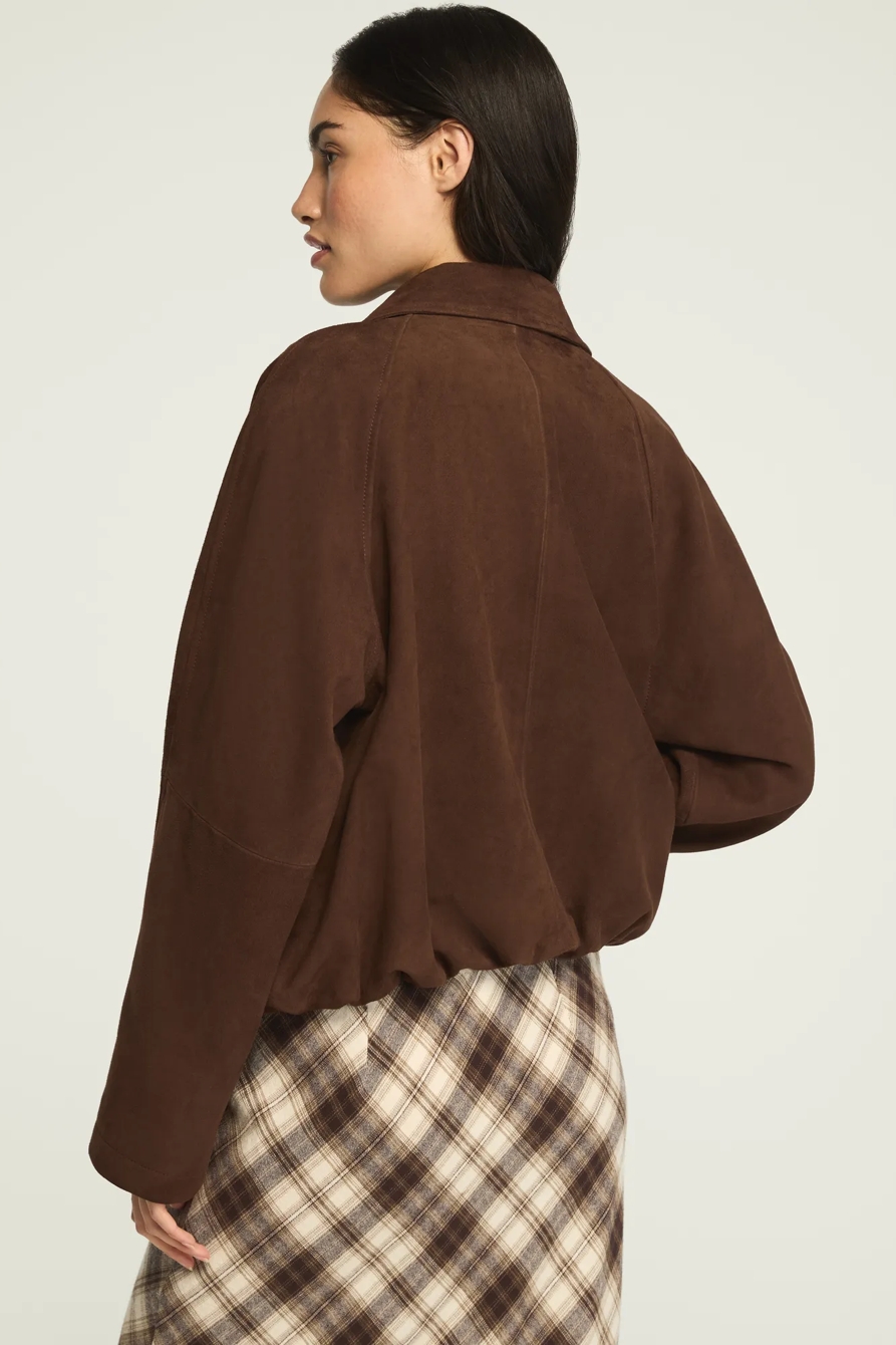SUEDE BUBBLE JACKET — BROWN STONE — image 3