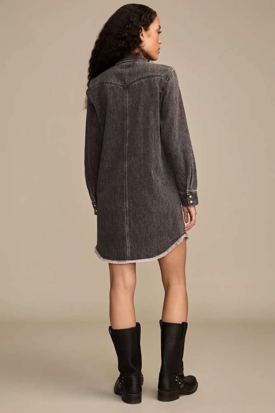 DENIM SHIRT DRESS — GRAY DAYS WASH — image 5