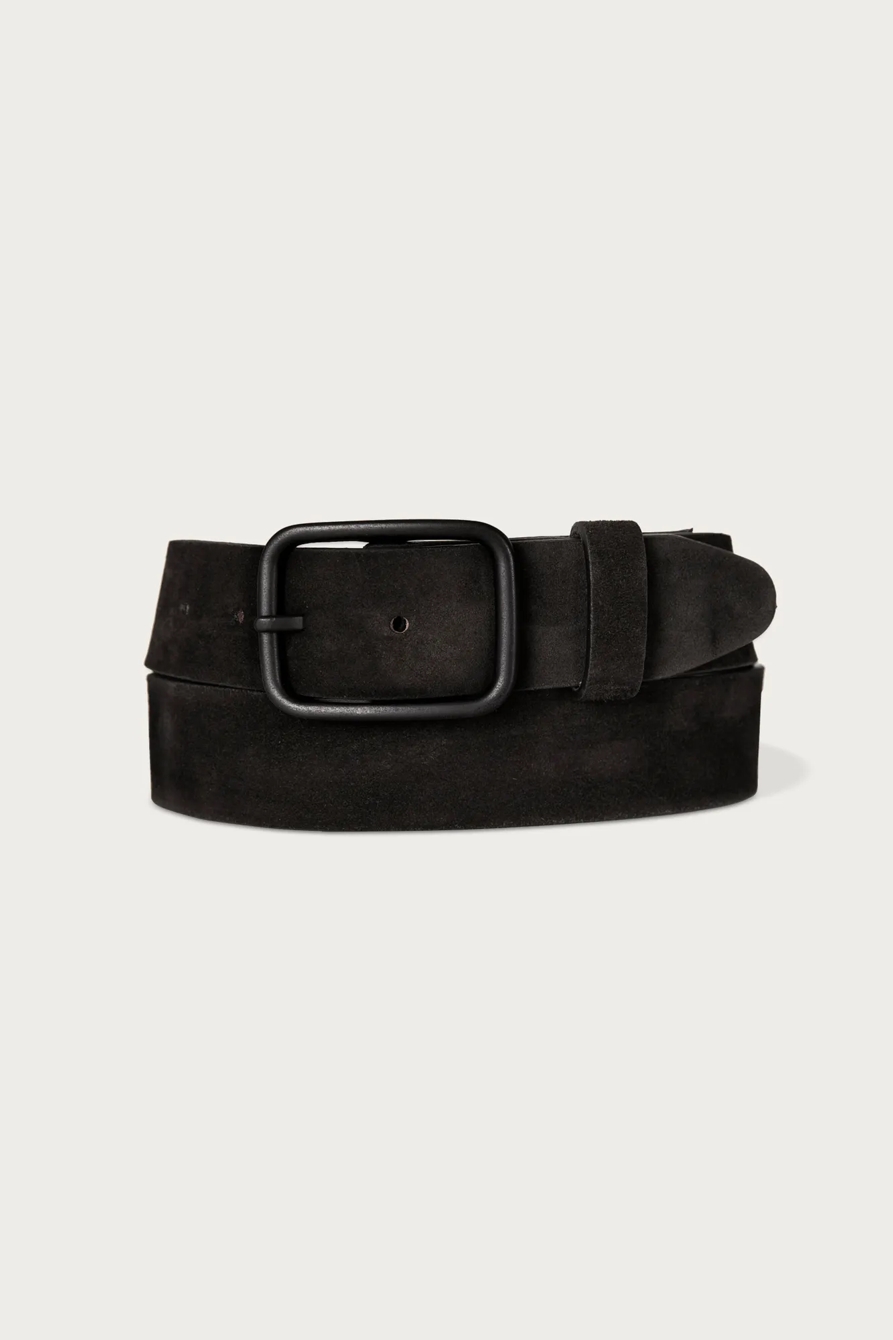 DISTRESSED SUEDE LEATHER BELT — BLACK — image 1