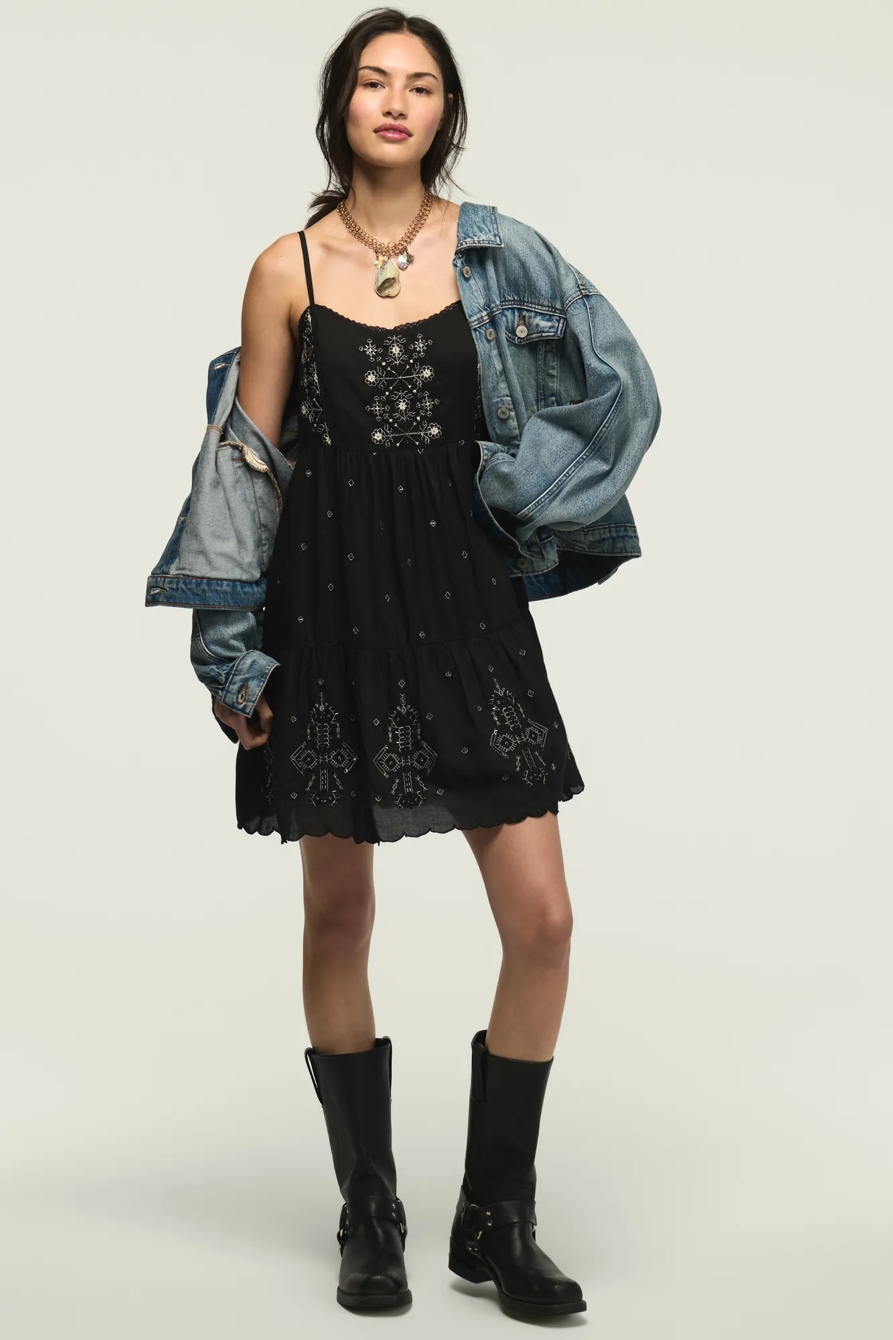 MARAKESH TIERED MINI DRESS — CAVIAR — image 2