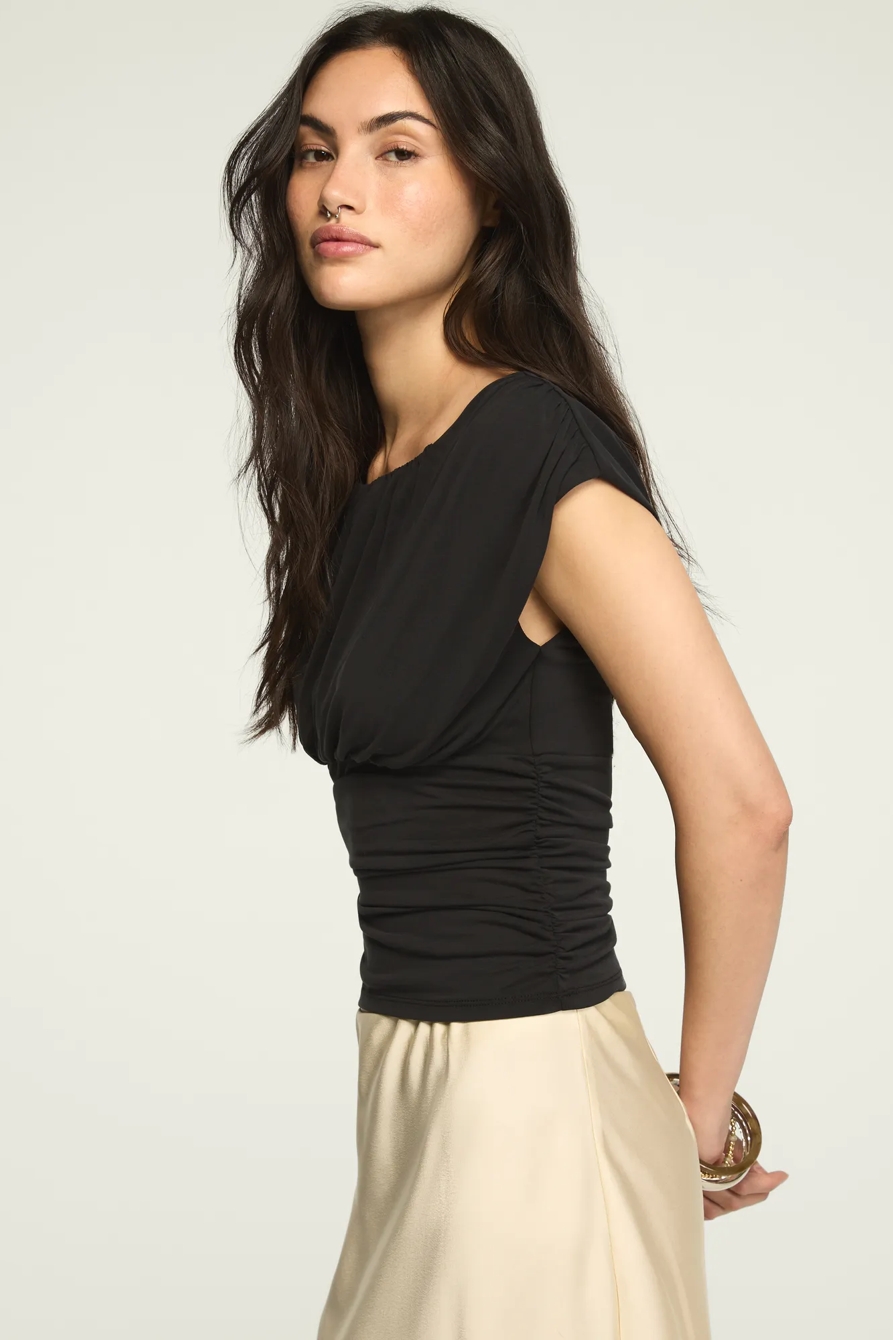 SANDWASH BANDED WAIST TEE — JET BLACK — image 4