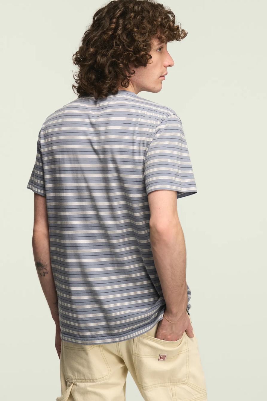 STRIPE SUPIMA SHORT SLEEVE HENLEY — BLUE MULTI — image 4