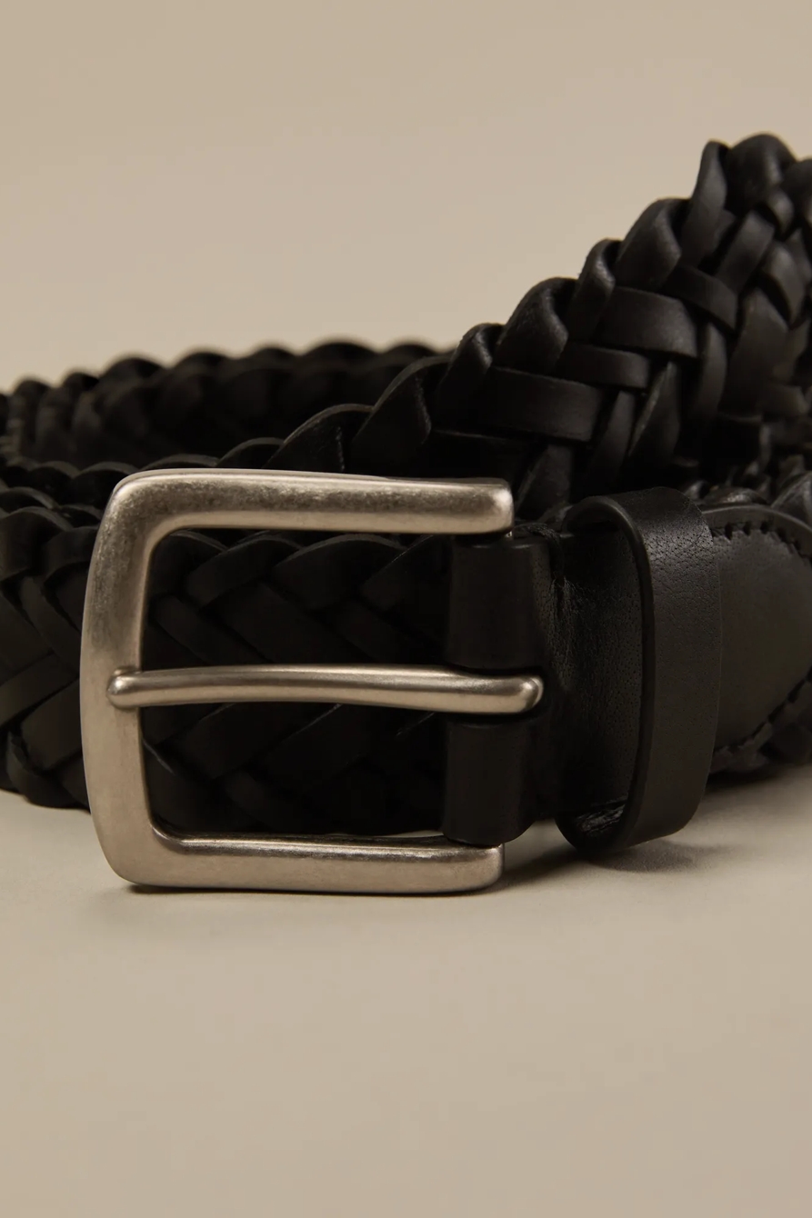WOVEN LEATHER BELT — BLACK — image 3