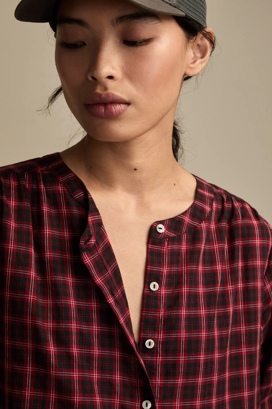 LONG SLEEVE CHECK BLOUSE — RED CHECK — image 2