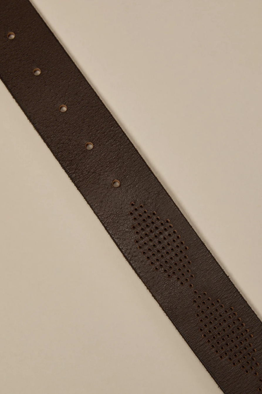 PERFORATED LEATHER BELT — DARK BROWN — image 2