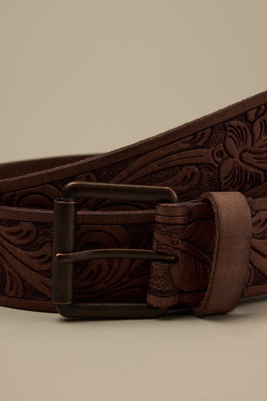 EMBOSSED BELT — BROWN — image 3