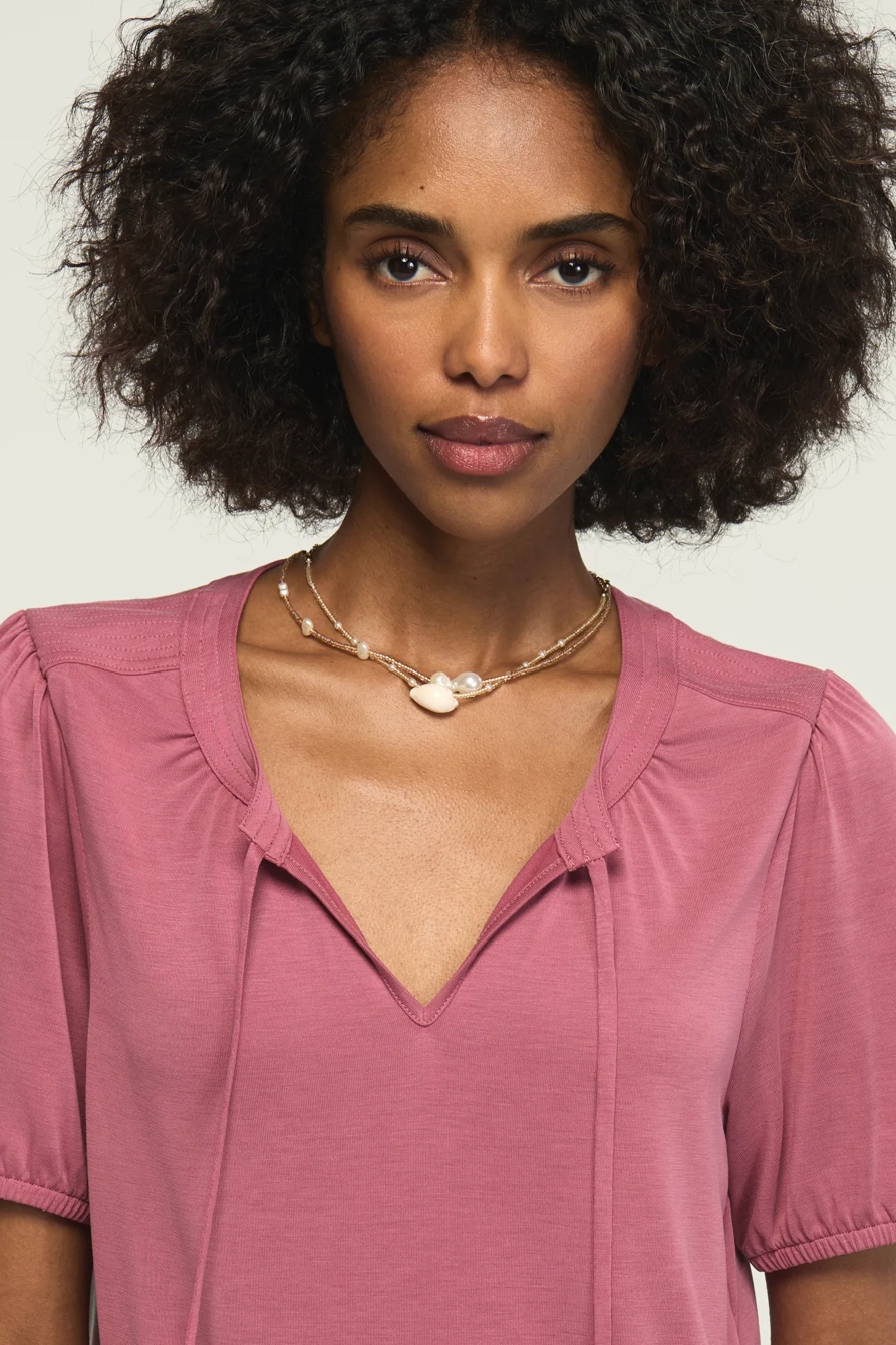 SANDWASH TIE FRONT TOP — MAUVEWOOD — image 2