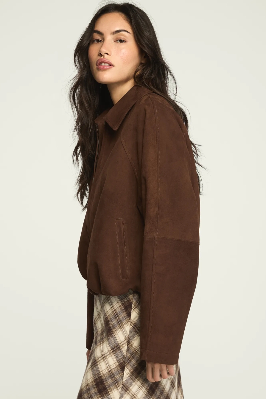 SUEDE BUBBLE JACKET — BROWN STONE — image 4