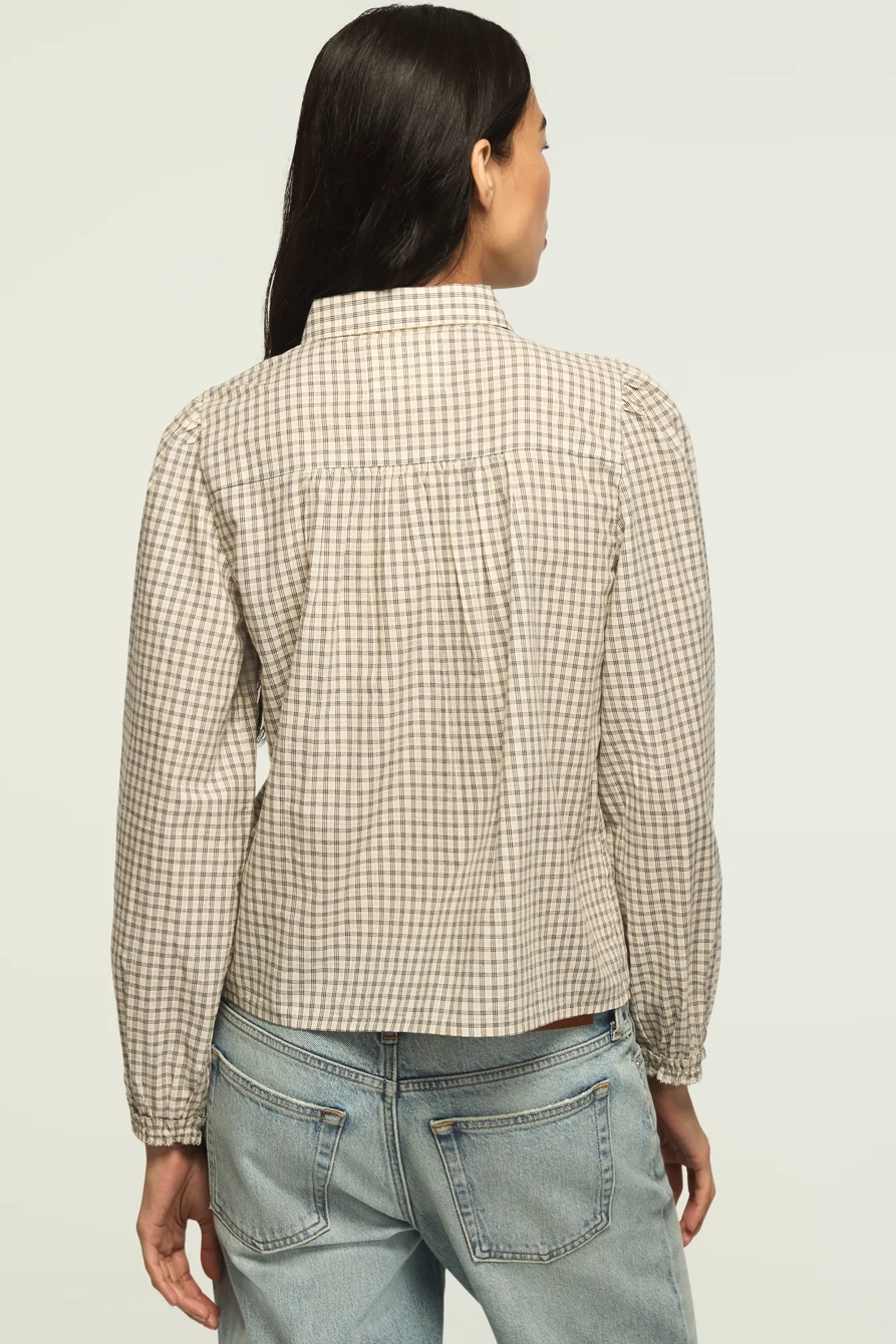 NOVELTY PINTUCK BLOUSE — CREAM PLAID — image 3
