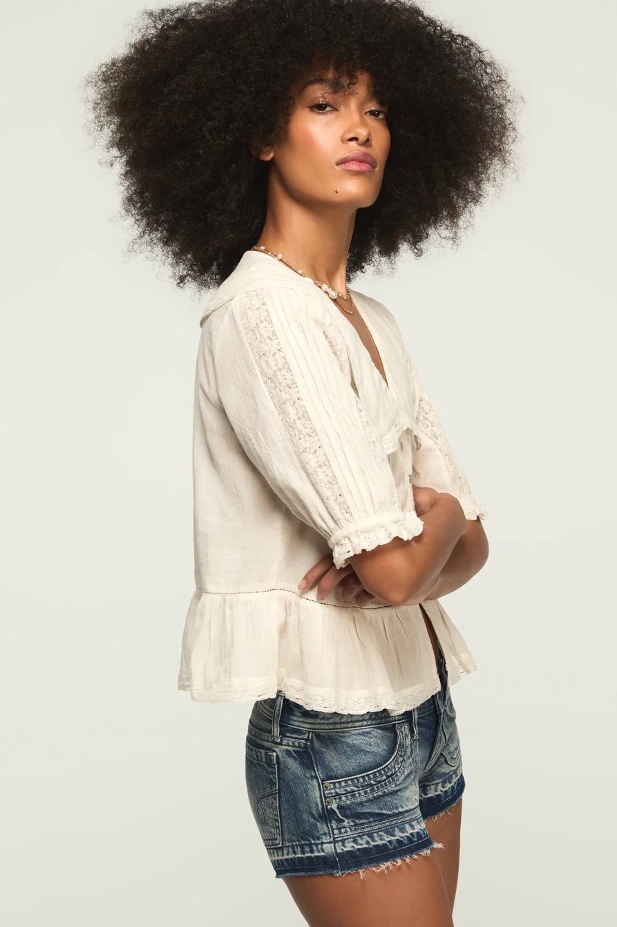 PETER PAN PEPLUM BLOUSE — WHITE — image 4