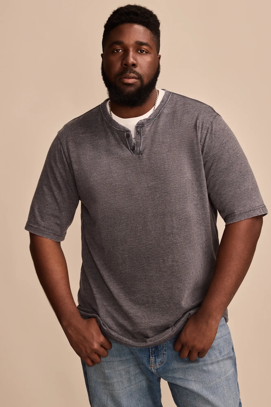BIG & TALL VENICE BURNOUT NOTCH NECK TEE — JET BLACK — image 1