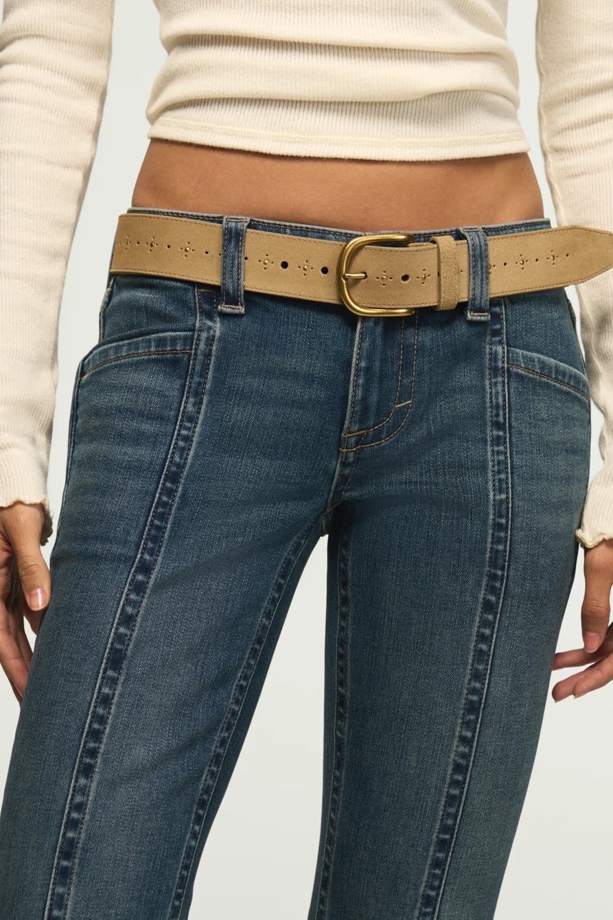 STUDDED SUEDE BELT — BEIGE — image 4