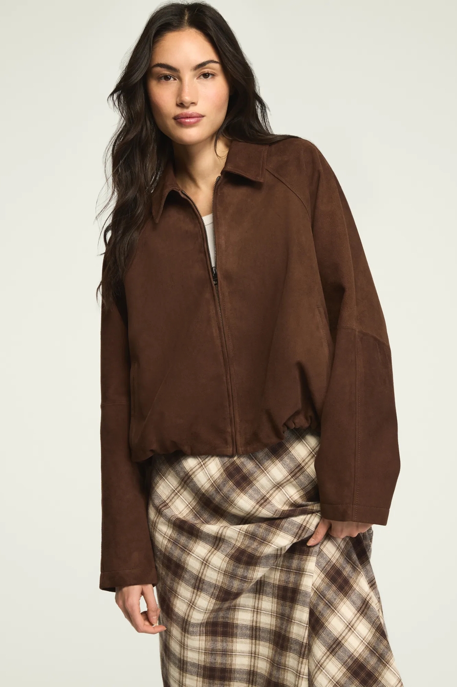 SUEDE BUBBLE JACKET — BROWN STONE — image 1
