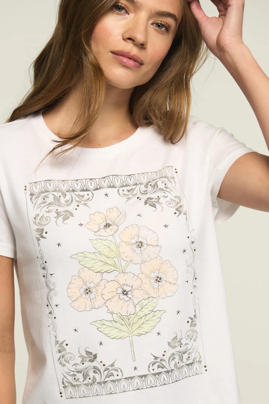 HEART FRAME FLORAL CLASSIC CREW — BRIGHT WHITE — image 1