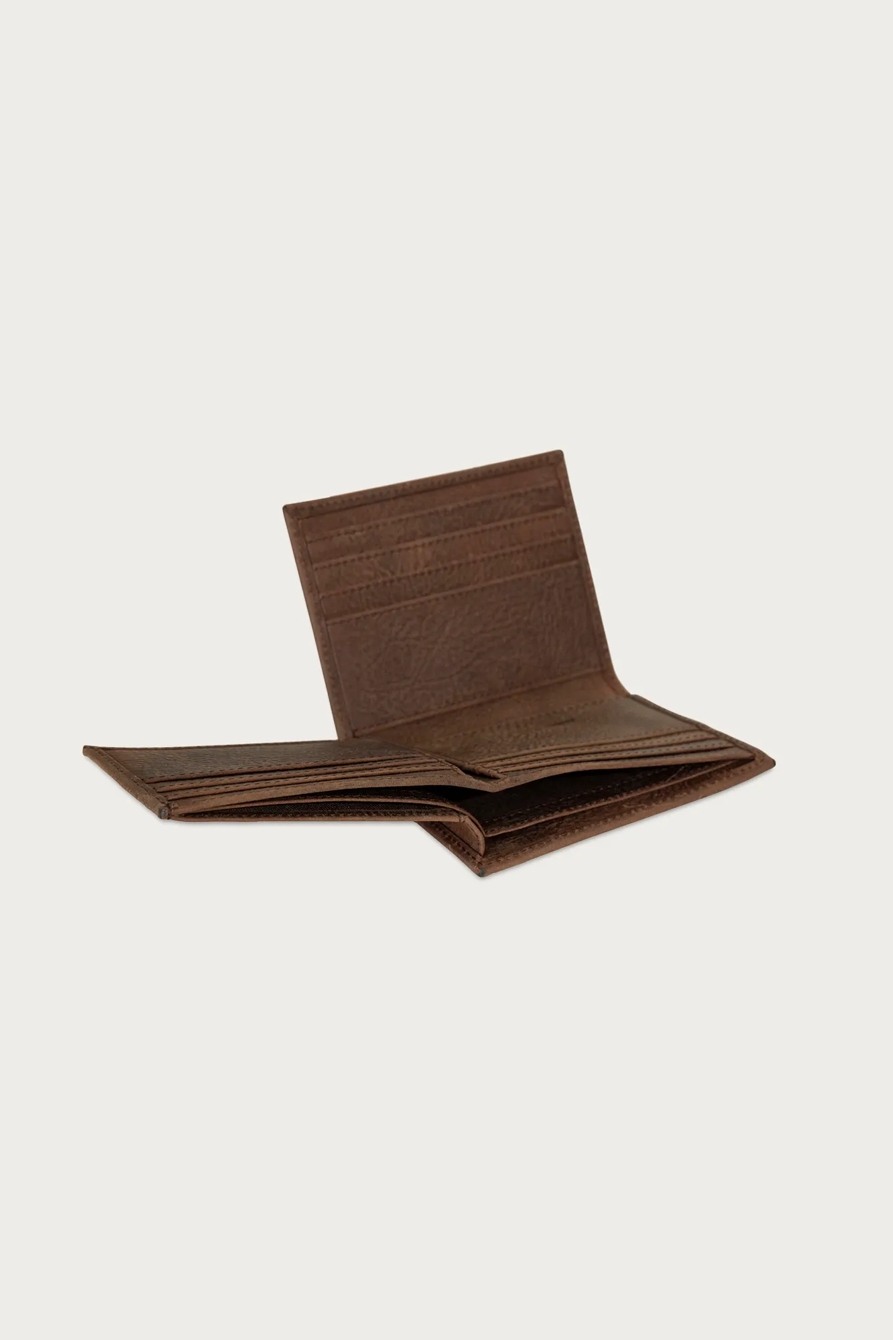 Double Stitched Leather L-Fold Wallet — DARK BROWN — image 5