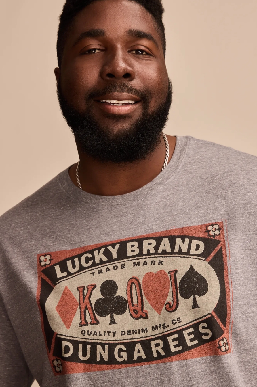 BIG & TALL LUCKY POKER LABEL TEE — MEDIUM HEATHER GREY — image 1