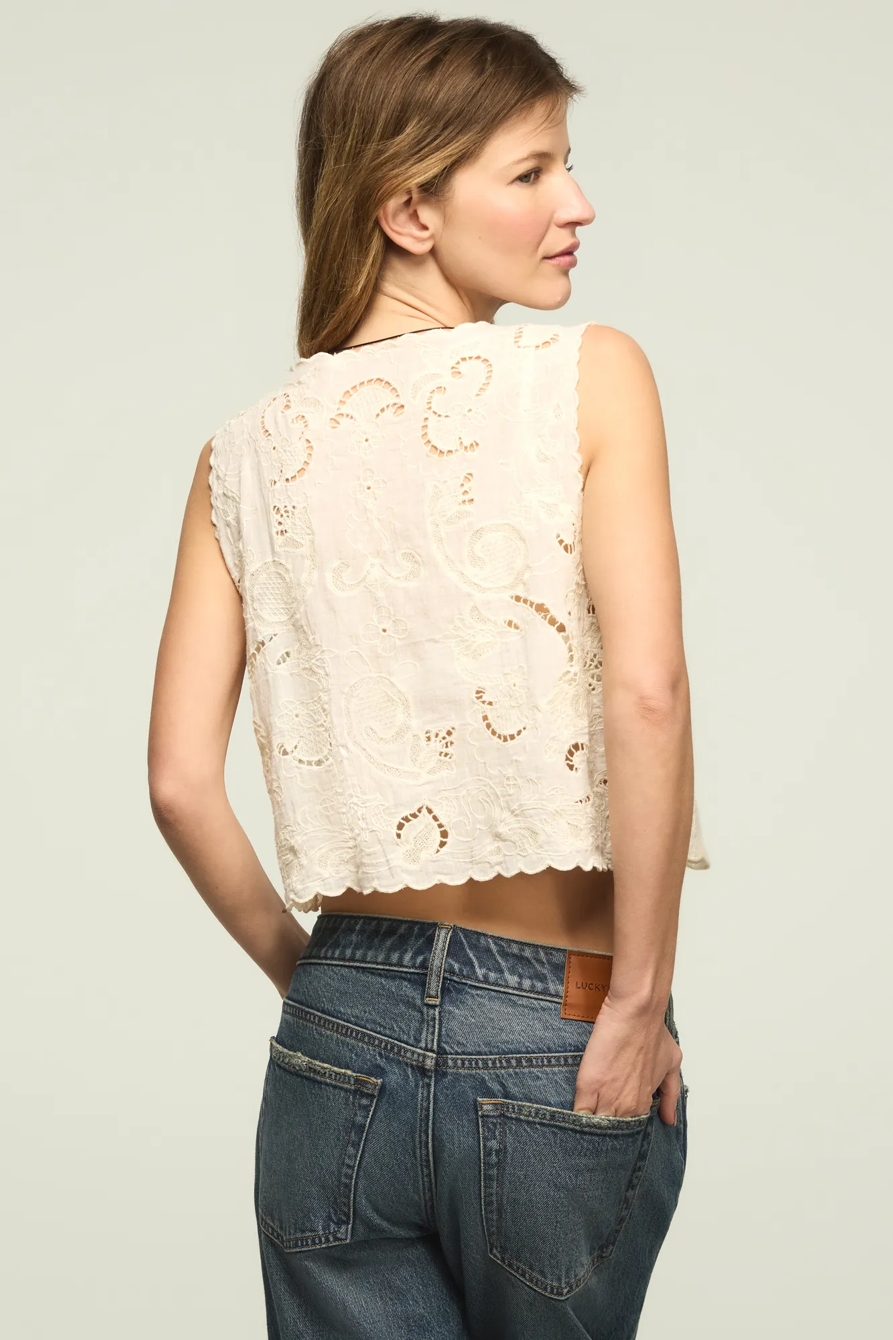 FESTIVAL LACEY FLYAWAY TOP — CREAM — image 3