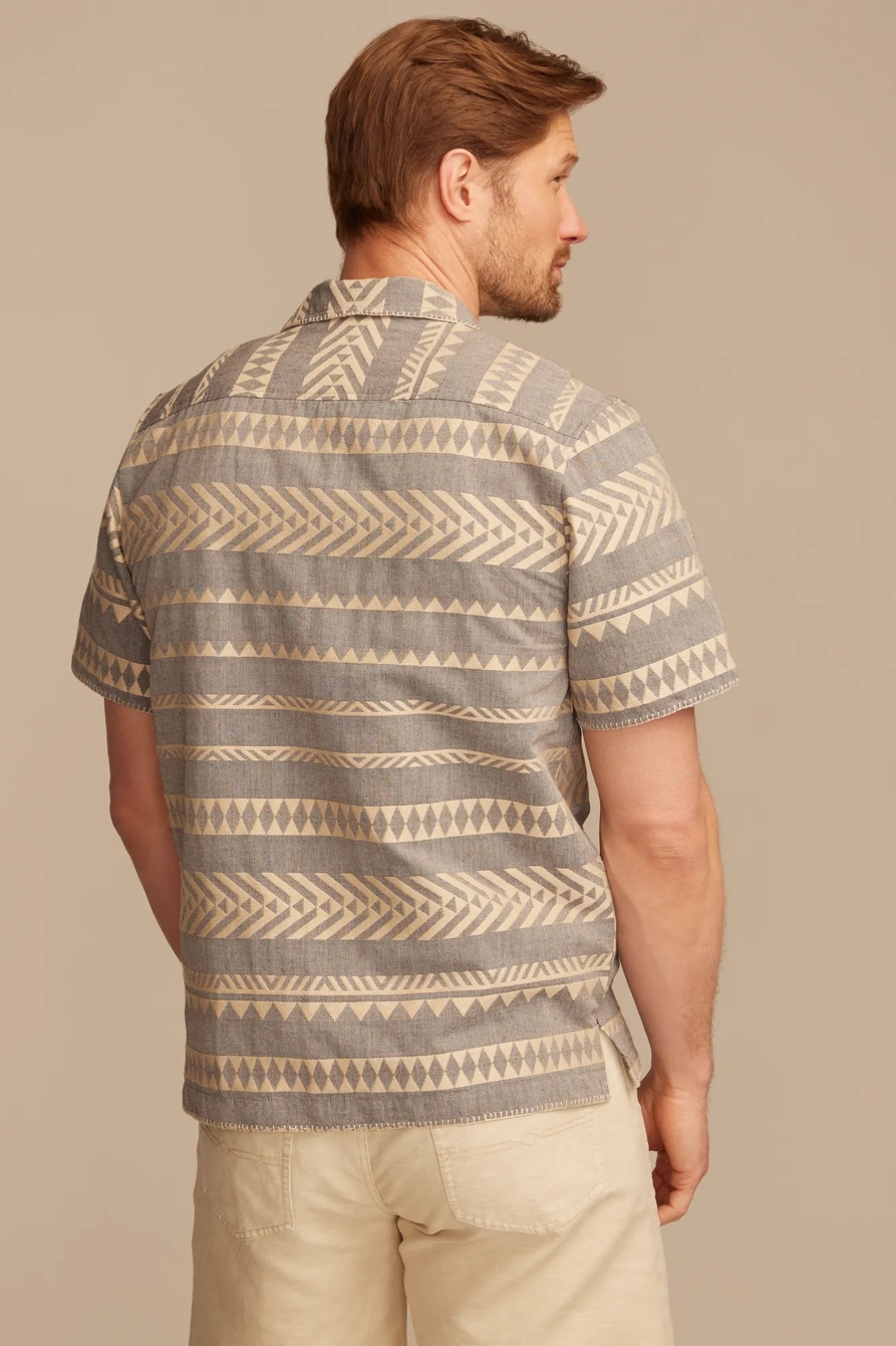 TEXTURED STRIPE CAMP COLLAR SHORT SLEEVE SHIRT — GREY MULTI — image 4