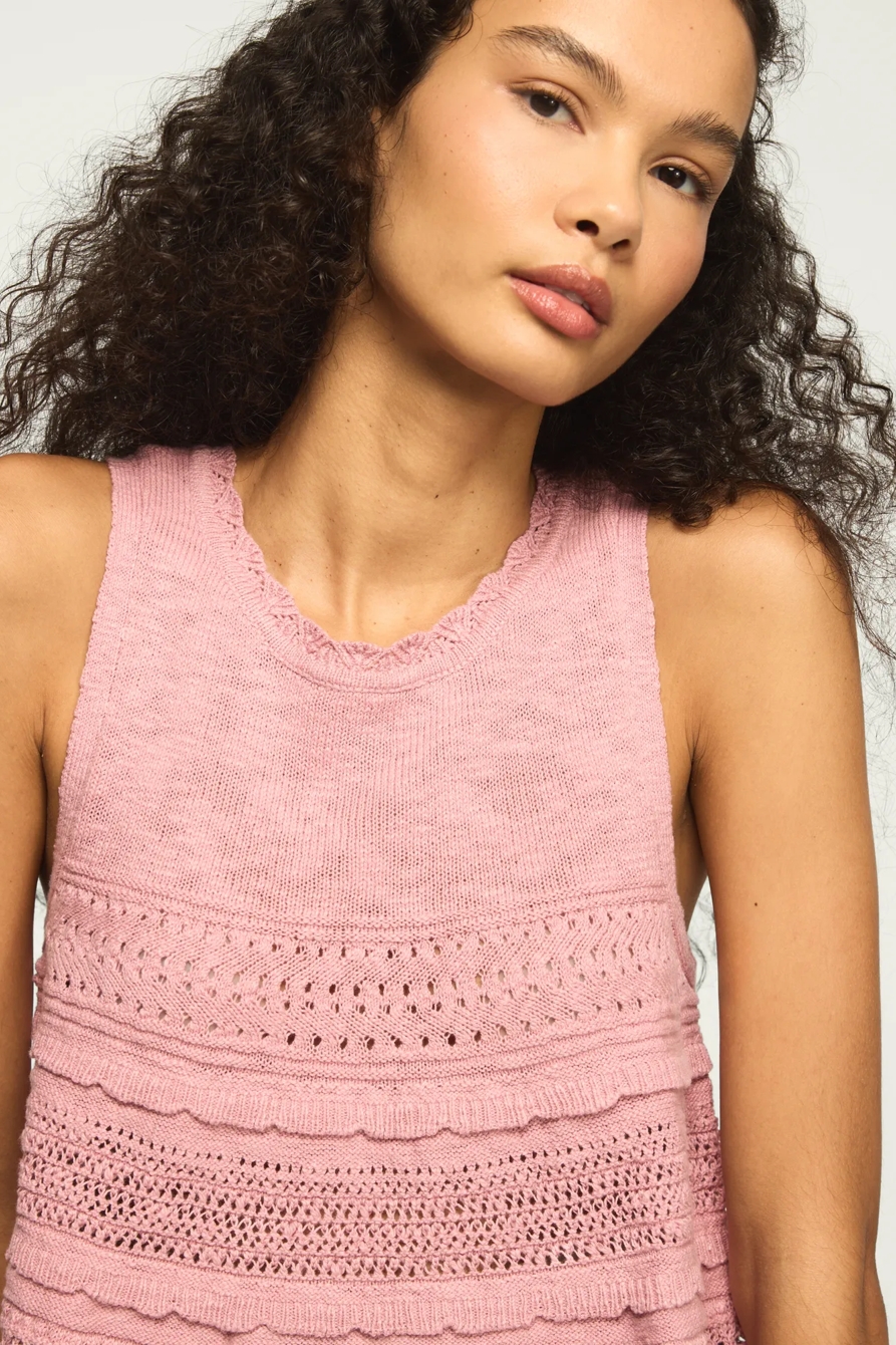 TIERED RUFFLE SWEATER TANK — LILAS — image 2