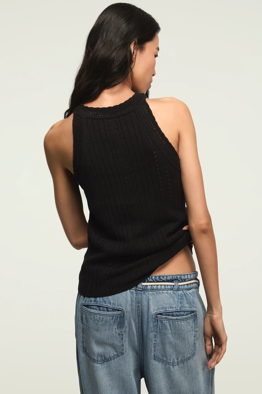 SCOOP NECK SWEATER TANK — DARK BLACK — image 3