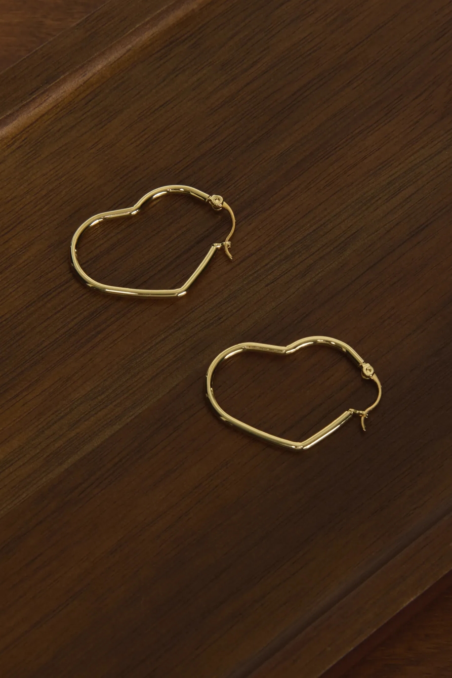 HEART HOOP EARRINGS — GOLD — image 1