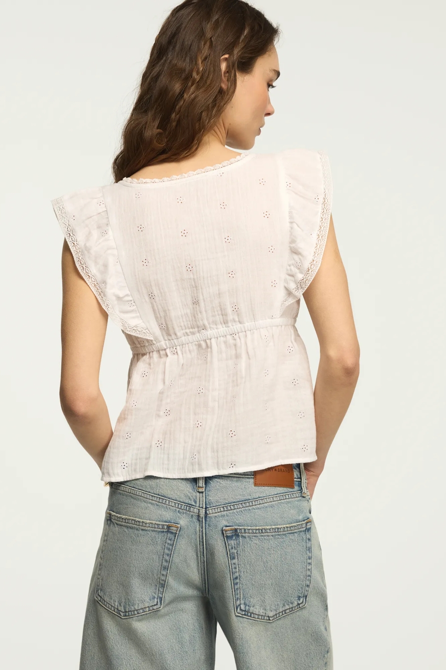 GAUZE BABYDOLL TOP — BRIGHT WHITE — image 3