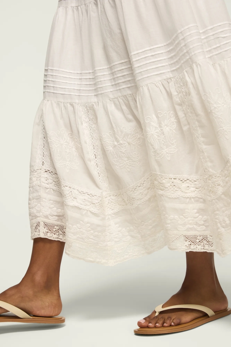 FESTIVAL LACE TRIM MIX MIDI SKIRT — WHISPER WHITE — image 5