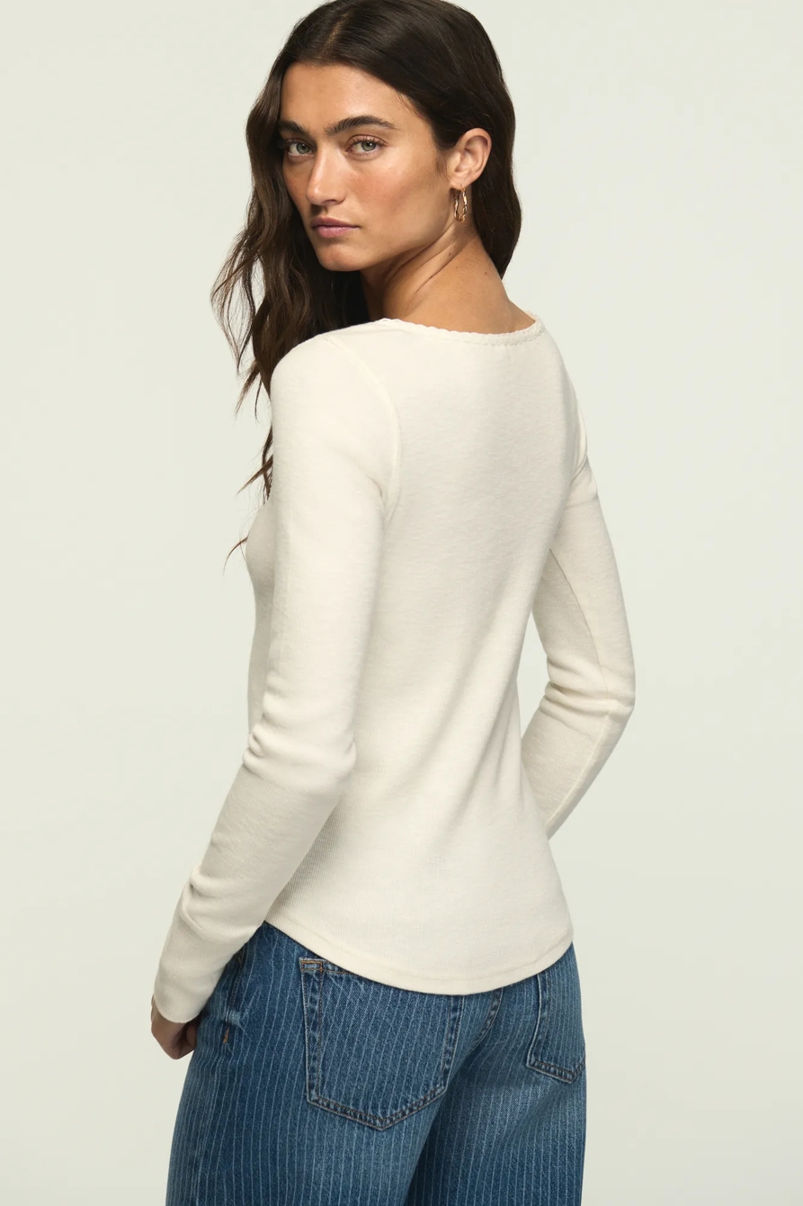 Lace Yoke Henley — Gardenia — image 3