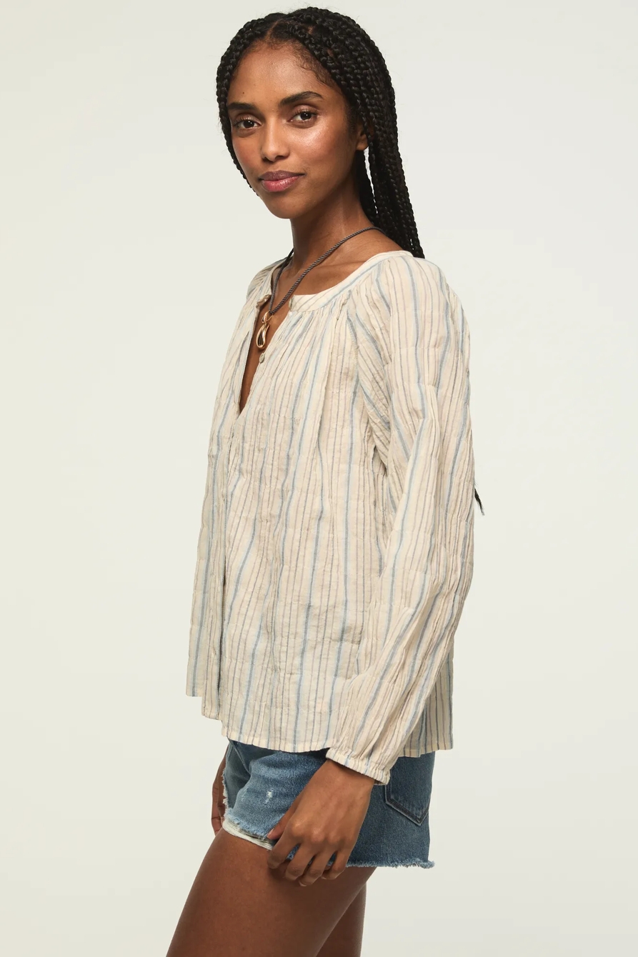 LONG SLEEVE BUTTON BLOUSE — #1643 LIGHT SEASHELL — image 4