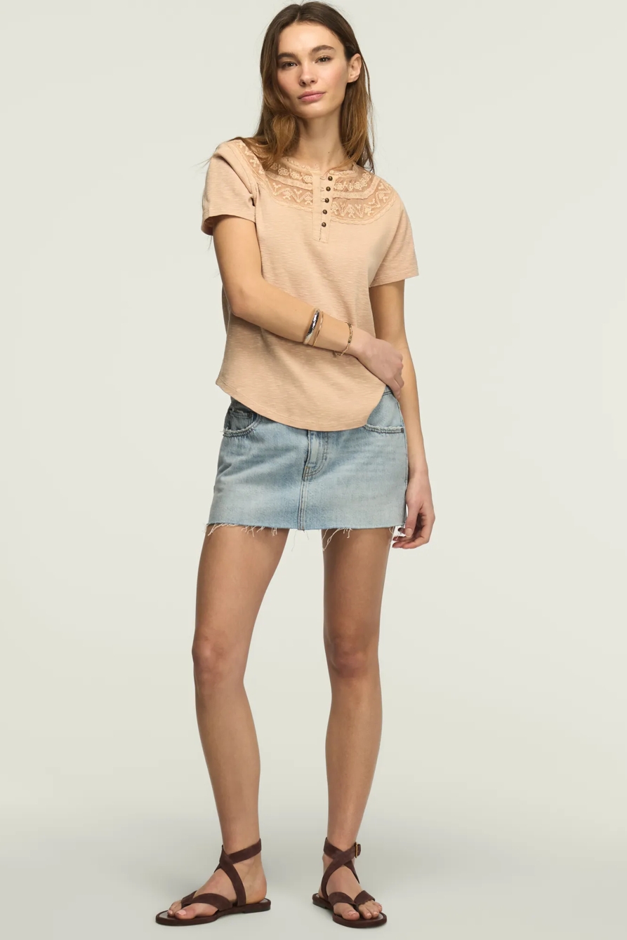 EMBROIDERED YOKE HENLEY TEE — MORGANITE — image 2
