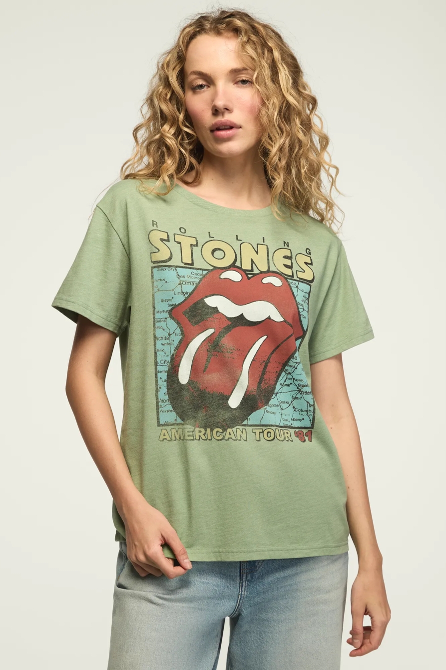ROLLING STONES AMERICAN TOUR BOYFRIEND TEE — BASIL — image 1
