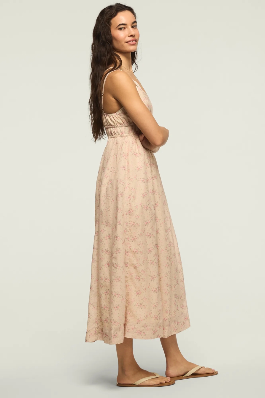 TIERED MIDI DRESS — CREAM MULTI — image 4