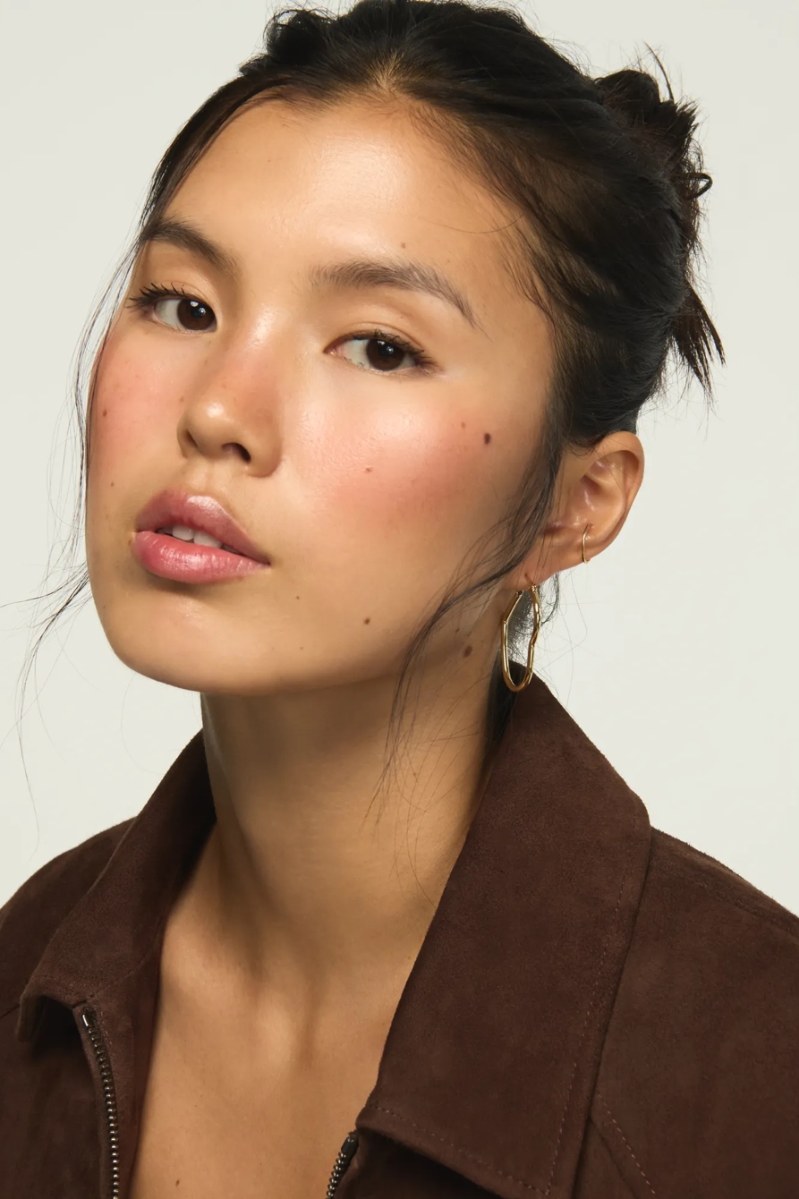 HEART HOOP EARRINGS — GOLD — image 2