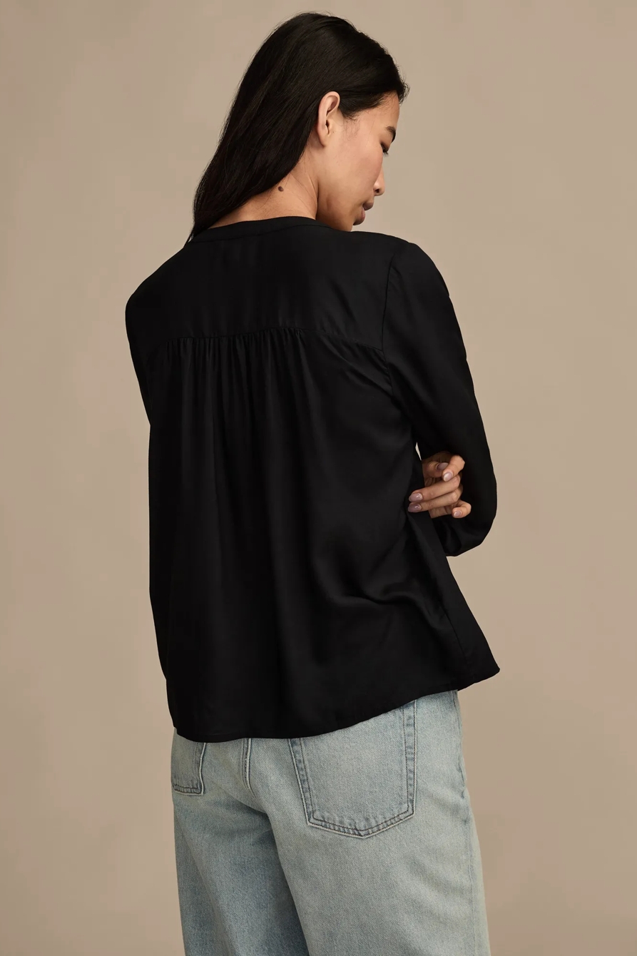 RUFFLE TUXEDO BLOUSE — CAVIAR — image 3