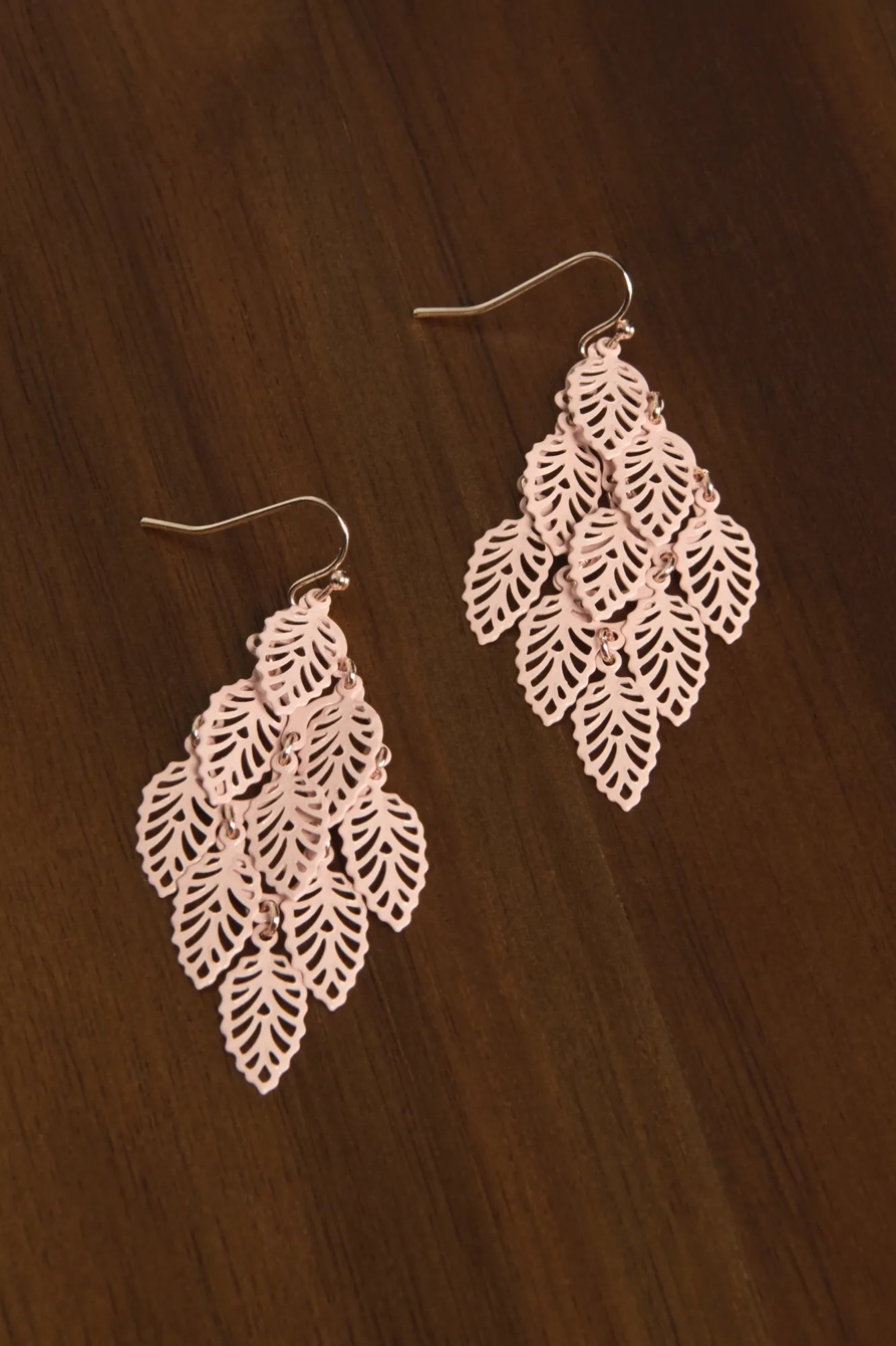 Layered Leaf Drop Earrings — GOLD — image 2