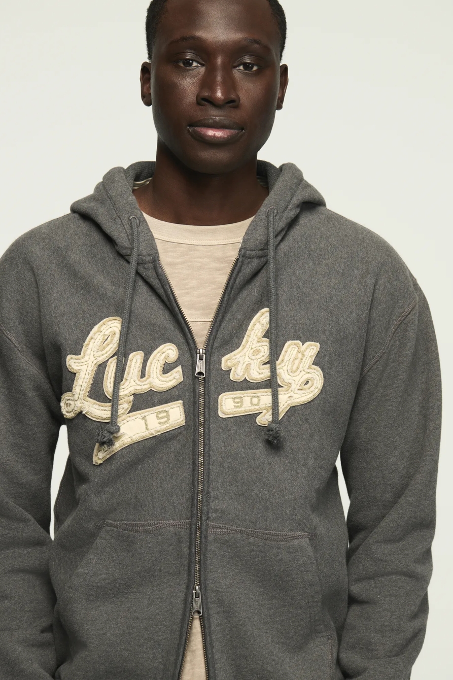 VINTAGE FULL ZIP HOODIE — CHARCOAL HEATHER GREY — image 1