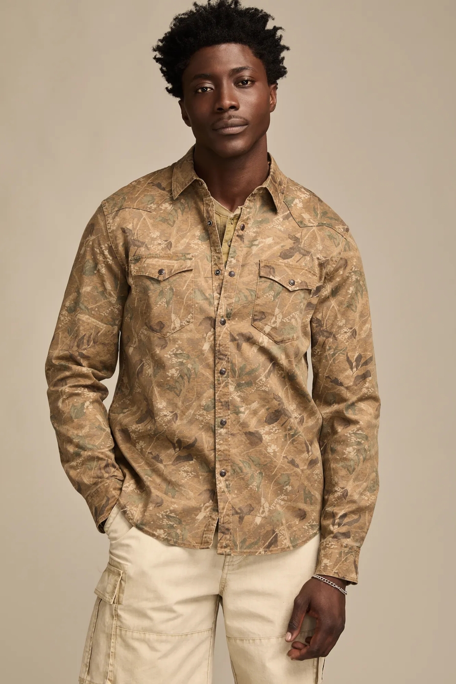 LONG SLEEVE TWILL WESTERN SHIRT — FIELD CAMO MULTI — image 1