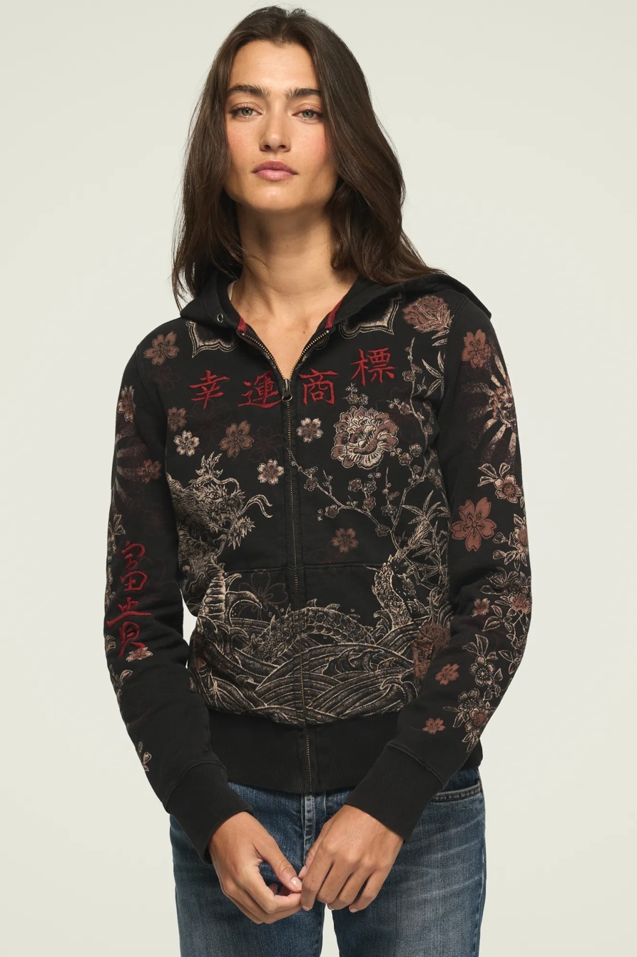 Lucky Brand Vintage Y2K Full Zip Hoodie — BLACK WASH — image 6