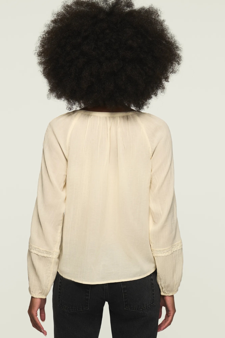 PINTUCK PEASANT BLOUSE — CREAM — image 3