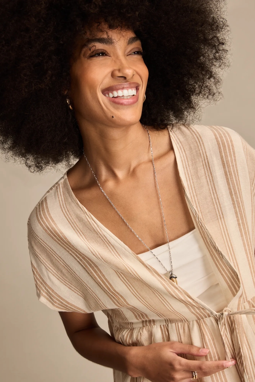STRIPED TIERED KIMONO — RUST STRIPE — image 3