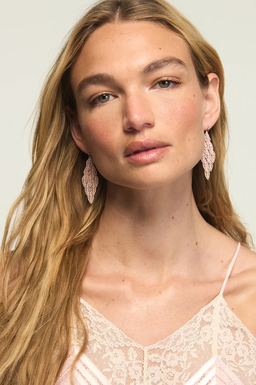Layered Leaf Drop Earrings — GOLD — image 1
