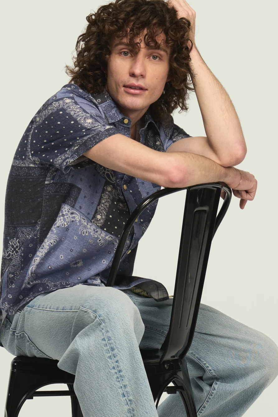 SHORT SLEEVE BANDANA PRINT SAN GABRIEL SHIRT — BLUE MULTI — image 6