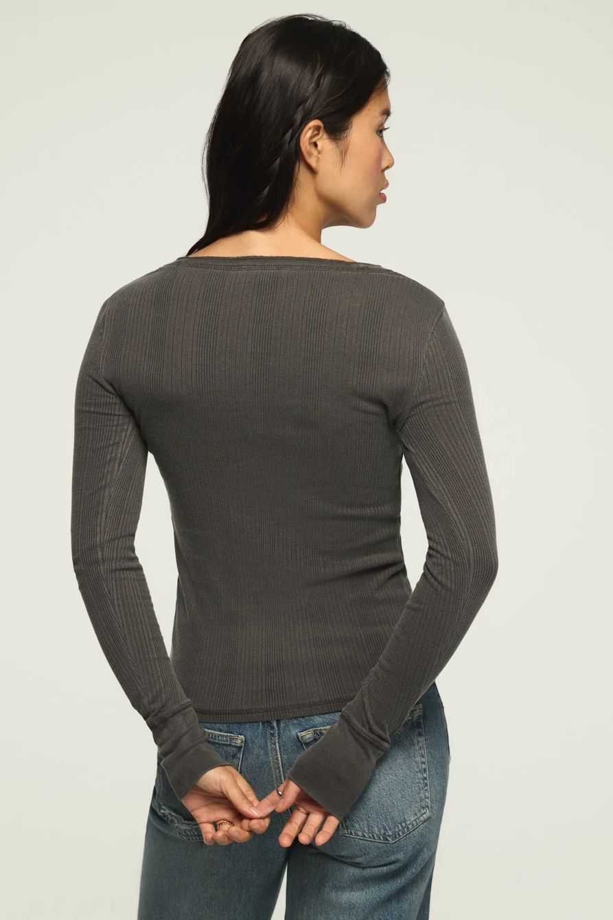 LONG SLEEVE RIBBED HENLEY — RAVEN — image 4